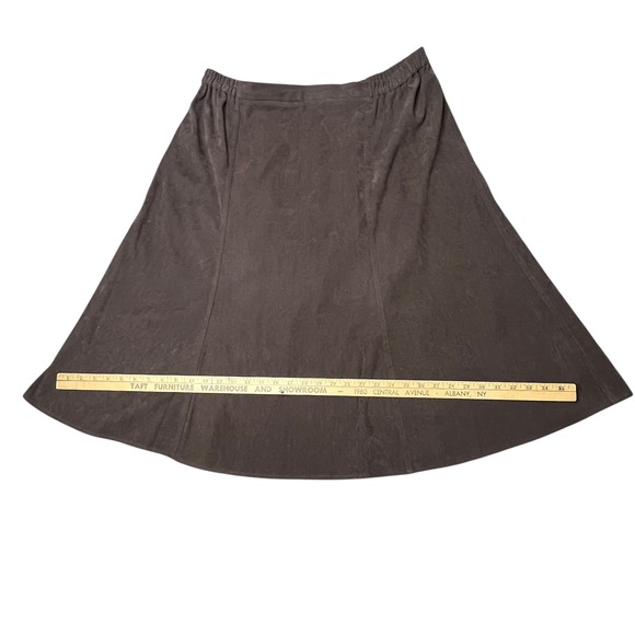 BonWorth XL Petite Brown Faux Suede Skirt Grunge Western Elastic Waist Midi - Picture 7 of 8